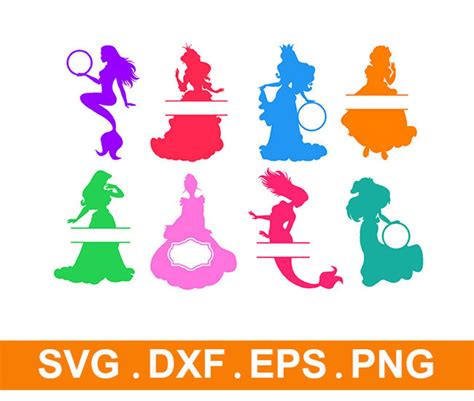 Disney Princess Monogram Svg Designsdisney Svg Packdxf Etsy
