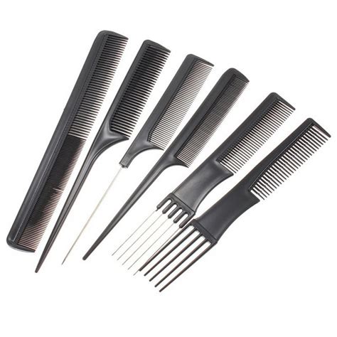 10 Pcsset Professional Black Hair Cutting Combs Set Plastic Comb Hair