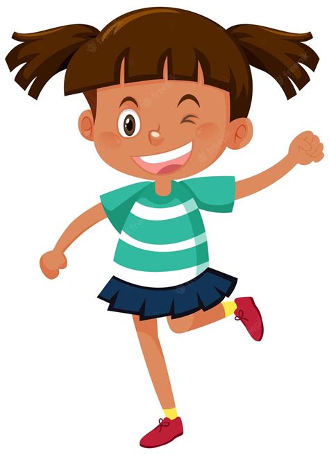 Premium Vector Happy Girl Cartoon Character