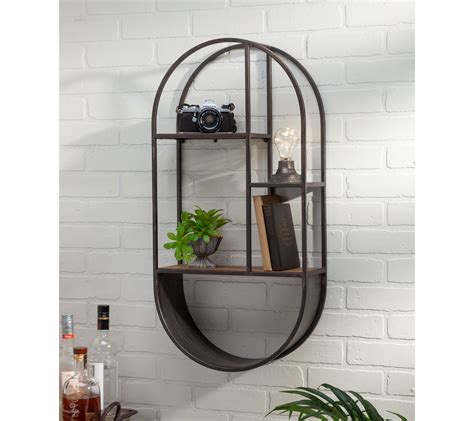 315 Wood And Metal Lit Oval Wall Shelf By Gerson Co
