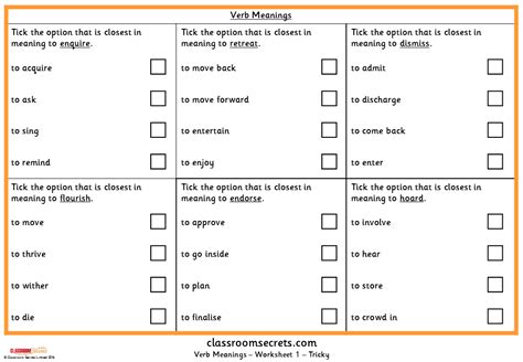 Modal verbs activity writing sheets support learners in their understanding of how to use modal verbs correctly. Verb Meanings KS2 SPAG Test Practice - Classroom Secrets ...
