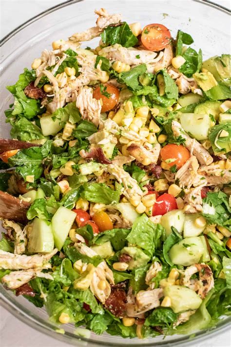 While the chicken cooks, make the avocado topping by combining the diced avocadoes with the shallots, cilantro, lime juice, and salt in a medium bowl. Avocado Chicken Chopped Salad - Served From Scratch
