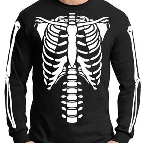 Skeleton Torso Long Sleeve Halloween Costume T Shirt Front Etsy Australia