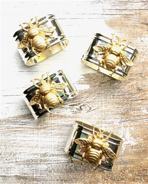 Bee Napkin Rings Bumblebee Garden Party Wedding T Gold Bee