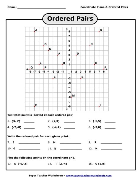 Graph Points On A Coordinate Plane Worksheets