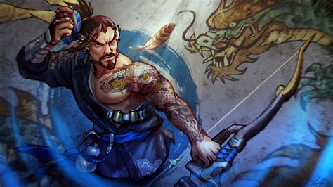 Papel De Parede 1920x1080 Px Arte Digital Hanzo Overwatch