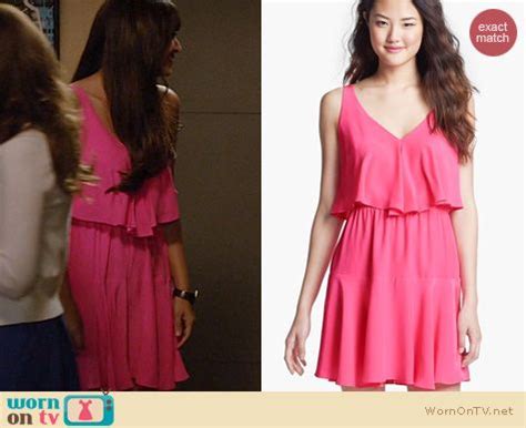 Wornontv Ceces Pink Layered Front Dress On New Girl Hannah Simone Clothes And Wardrobe From Tv