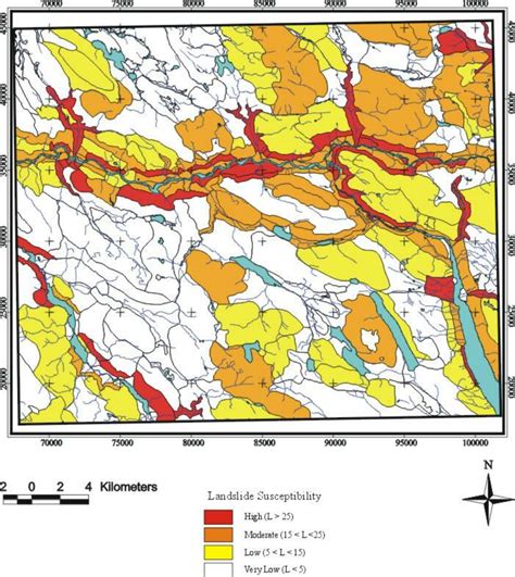 Hypothetical Example Of A Landslide Susceptibility Map Showing