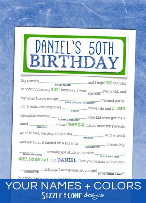 Adult Birthday Mad Libs Printable