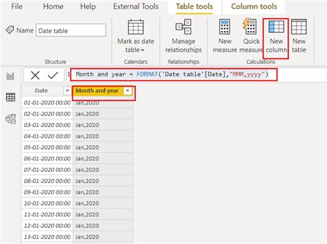 Power Bi Create Date Table With Month And Year