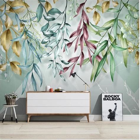 Wellyu Custom Wallpaper Papel De Parede Nordic Tropical Plants Hand