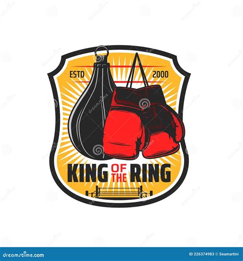 Boxing Sport Kickboxing Club Bag And Glove Emblem Stock Vector