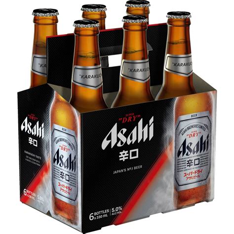 Asahi Super Dry Lager Bottles 330ml X 6 Pack Woolworths
