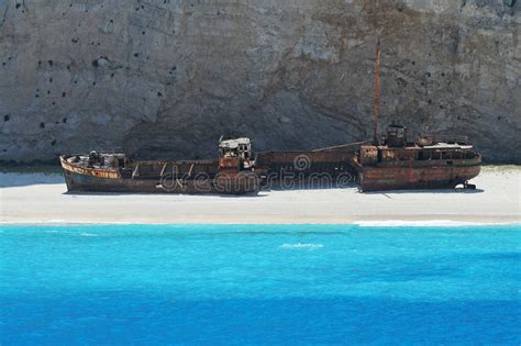 Navagio Beach With Rusty Old Wrecked Ship In Zakynthos