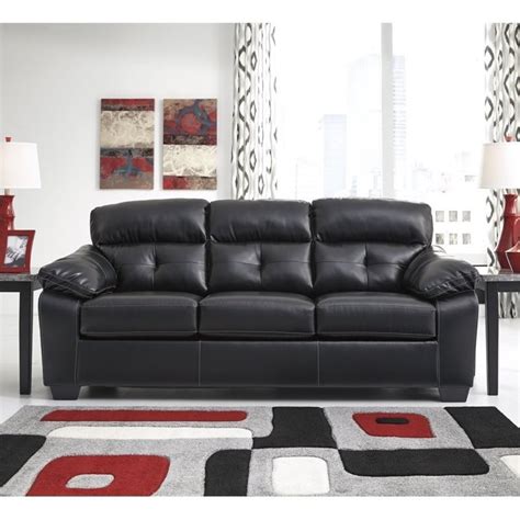 Ashley Bastrop Leather Full Size Sleeper Sofa In Midnight