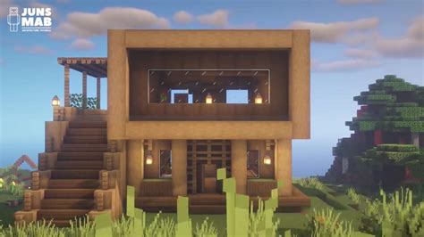 Minecraft How To Build A Wooden House Easy Survival House Tutorial