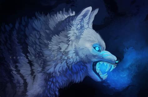 Blue Flame By Keprion On Deviantart Fantasy Wolf Blue Flames Animal Art