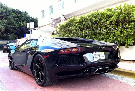 Black Lamborghini Aventador On Miami Beach Exotic Cars On The Streets