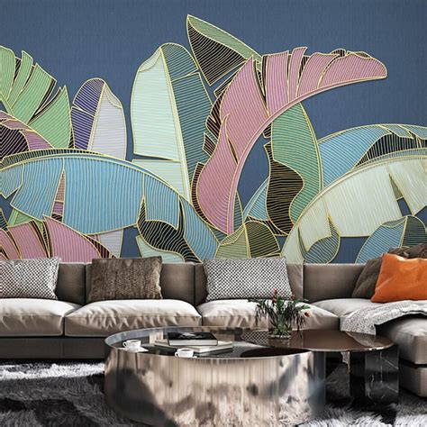 Custom Wallpaper Mural Nordic Style Tropical Banana Leaf Bvm Home