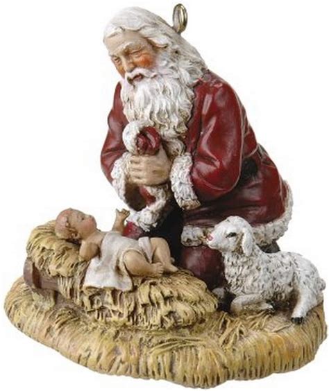 Napco Santa And Angel With Baby Jesus 95 Inch Resin