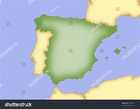 Map Spain Borders Surrounding Countries Stock Illustration 22637971