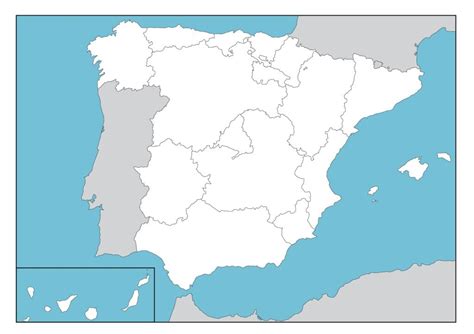 Mapa Mudo Politico España Comunidades Autonomas Sin Nombre