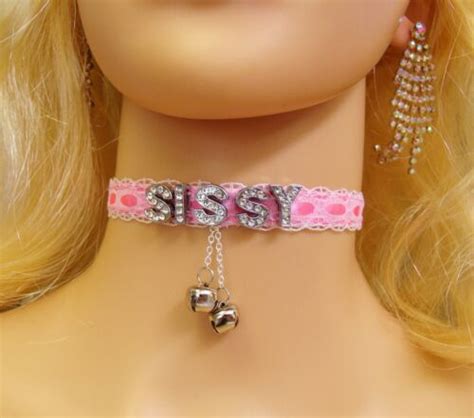 any size personalize choker pink white lace sissy bells bdsm ddlg plus cum words ebay