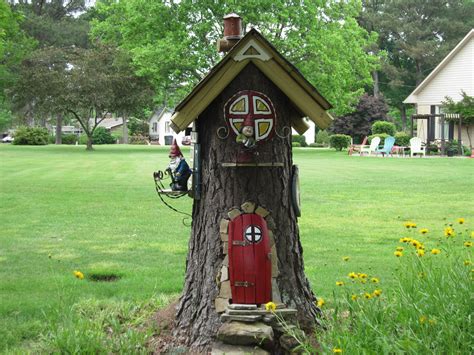 Gnome House Updated Front Door And Stove Pipe Birdhouse Fairy Tree