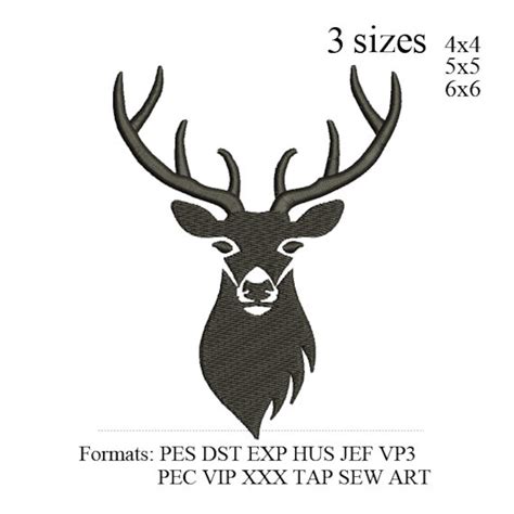 Deer Embroidery Machine Deer Embroidery Design Deer Head Etsy