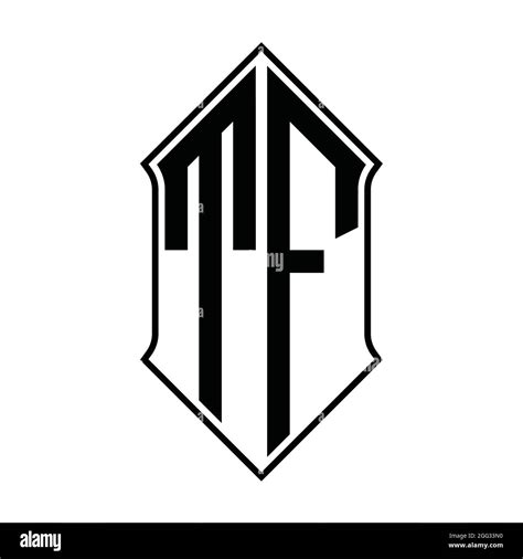 Tf Logo Monogram With Shieldshape And Black Outline Design Template