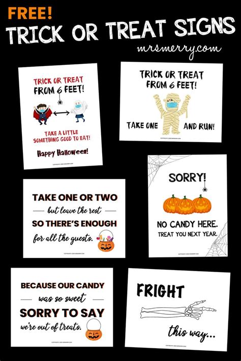 Free Trick Or Treat Signs For Halloween Printables For Halloween