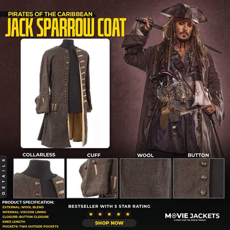 Jack Sparrow Coat Pirates Of The Caribbean Johnny Depp Jacket
