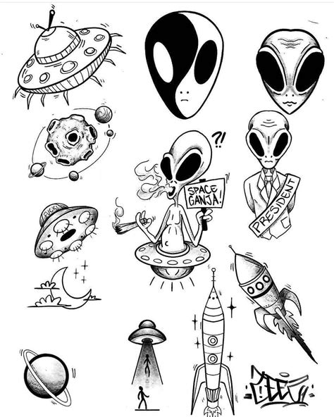 Alien Drawings Tattoo Flash Art Tattoo Design Drawings Tattoo