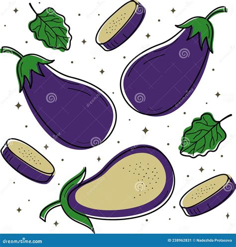 Vector Illustration Of A Set Of Eggplants Stock Vector Illustration
