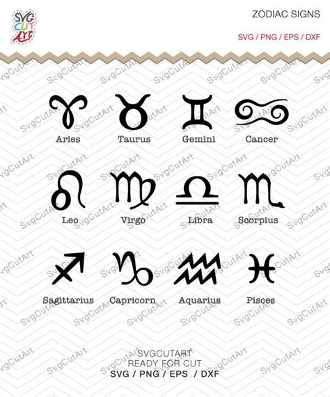 Zodiac Signs Svg Dxf Png Eps Astrology Svg Horoscopes Svg Etsy