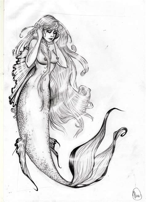 Mermaid Sketch By Veraart On Deviantart