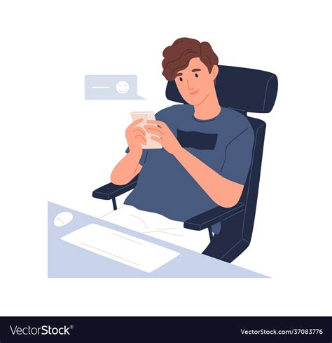 Happy Young Man Using Mobile Phone App Royalty Free Vector