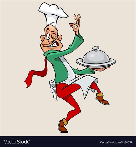 Funny Cartoon Chef Holding Meal And Walks Vector Image My XXX Hot Girl