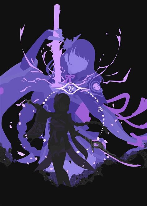 Raiden Shogun Poster By Amrisaurus Displate In 2022 Impact Anime