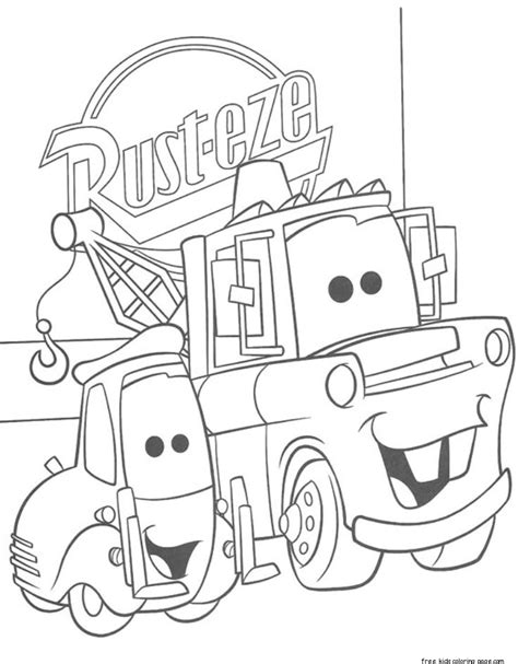 Mater from cars coloring pages. Printable Guido and tow mater coloring pageFree Printable ...