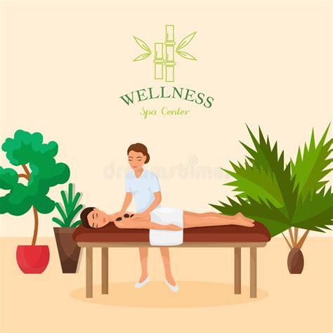 Spa Procedure Wellness Center Vector Illustration Relaxed Young Woman