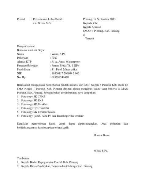 Contoh surat pengunduran diri kerja (surat resign) yang baik dan benar. Contoh Surat Permohonan Pindah Kerja Pns Antar Kabupaten ...