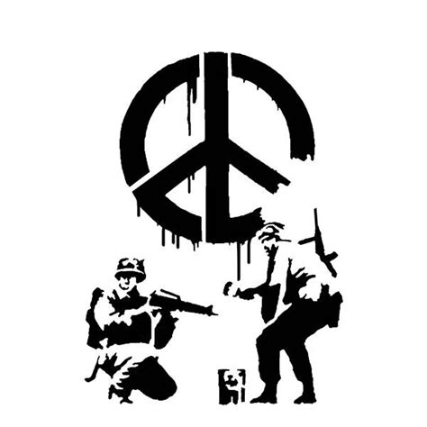 Banksy Cnd Soldiers Stencil Soldiers Painting Peace Sign Etsy