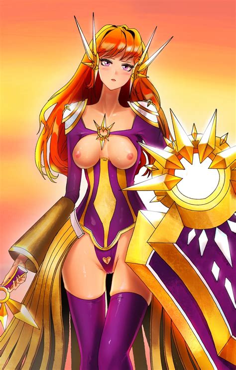 rule 34 1girls blush breasts female only league of legends leona league of legends red hair