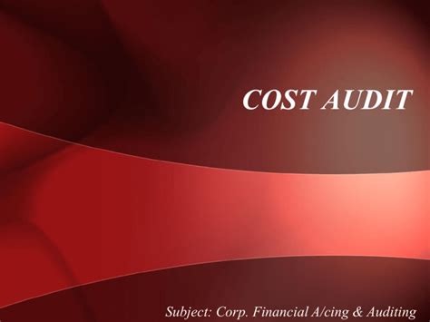 Financial And Cost Audit