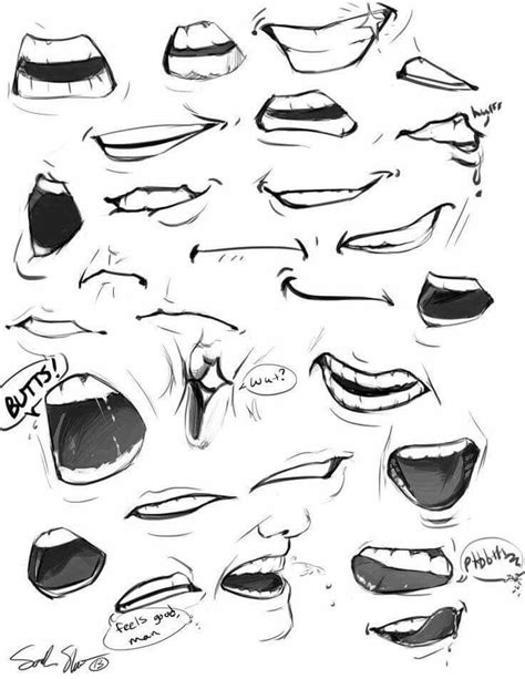 It focuses on female lips but some examples can also be used for drawing male lips. Mouth shapes | Mouth drawing, Drawing expressions, Drawing ...