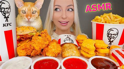 Asmr Mukbang Kfc Hot Crispy Fried Chicken Cheesy Zinger Stacker Burger