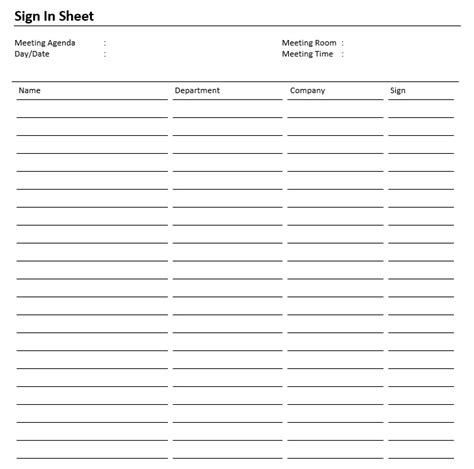 8 Free Sample Safety Sign In Sheet Templates Printable Samples