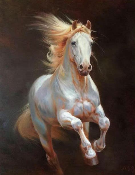 Chop321 100 Hand Painted Abstract Animal White Horse Art Oil Painting On Canvas Ebay