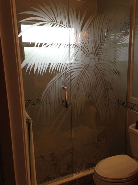 Instead of hiring a professional to sandblast them, you can acid etch them in addition to frosted window films, you can find films in different colors and designs that resemble stained glass. Etched Glass Shower Doors | Glass shower doors, Etched ...